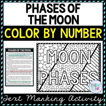 Phases of the Moon Color by Number, Reading Passage and Text Marking