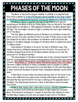 Phases of the Moon Color by Number, Reading Passage and Text Marking - Image 4