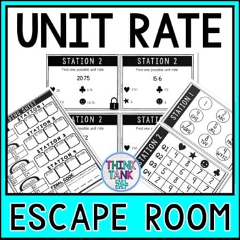 Unit Rate and Ratios MATH Escape Room - Common Core - 6.RP.2