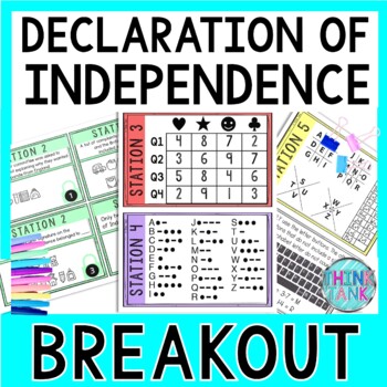 Declaration of Independence Breakout Activity - Task Cards Puzzle Challenge