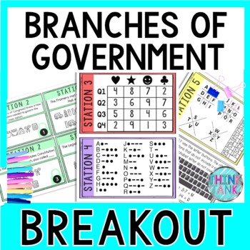 Branches of Government Breakout Activity - Task Cards Puzzle Challenge