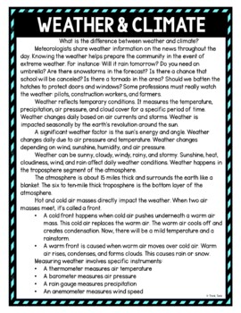 Weather & Climate DIGITAL Reading Passage and Questions - Self Grading - Image 2