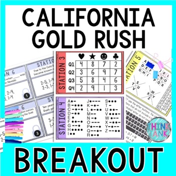 California Gold Rush Breakout Activity - Task Cards Puzzle Challenge