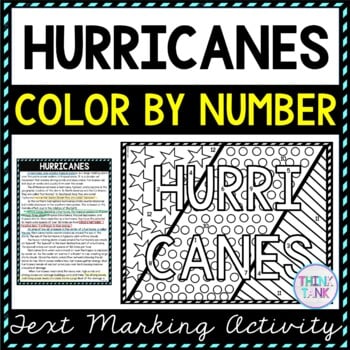 Hurricanes Color by Number, Reading Passage and Text Marking