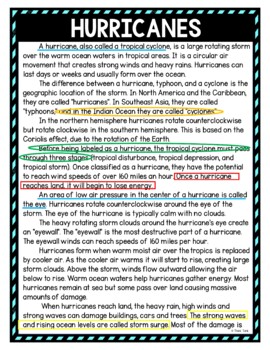 Hurricanes Color by Number, Reading Passage and Text Marking - Image 4