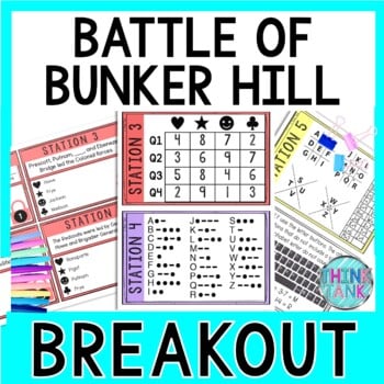 Battle of Bunker Hill Breakout Activity -Task Cards Puzzle Challenge