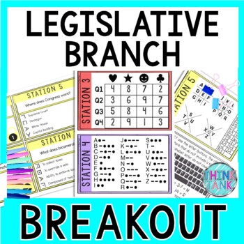 Legislative Branch Breakout Activity - Task Cards Puzzle Challenge - Civics