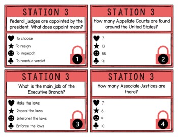Judicial Branch Breakout Activity - Task Cards Puzzle Challenge - Civics - Image 4
