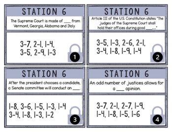 Supreme Court Breakout Activity - Task Cards Puzzle Challenge - Judicial Branch - Image 2