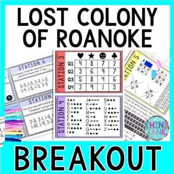 Lost Colony of Roanoke Breakout Activity - Task Cards Puzzle Challenge
