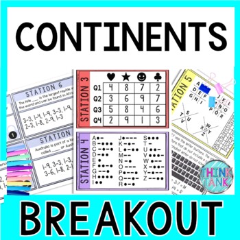 Continents Breakout Activity - Task Cards Puzzle Challenge - World Geography
