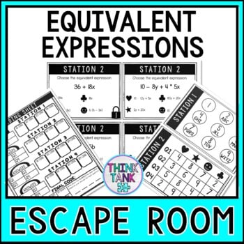 Equivalent Expressions MATH Escape Room - Common Core - 6.EE.3 and 6.EE.4