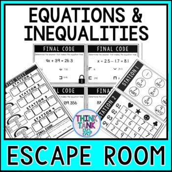 Equations and Inequalities MATH Escape Room - Common Core - 6.EE.5