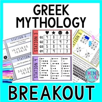 Greek Mythology Breakout Activity - Task Cards Puzzle Challenge