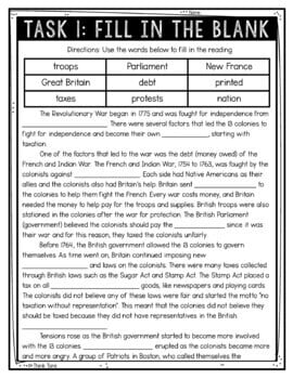Revolutionary War Causes Reading Comprehension - Close Reading Activities - Image 2