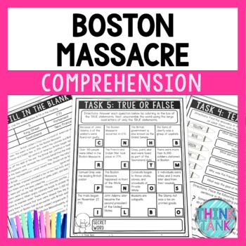Boston Massacre Reading Comprehension Challenge - Close Reading Activities