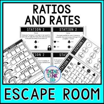Ratios and Rates MATH Escape Room - Common Core - 6.RP.3