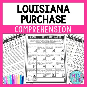 Louisiana Purchase Reading Comprehension Challenge - Close Reading Activity