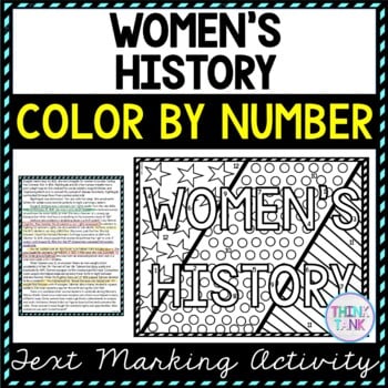 Women's History Color by Number, Reading Passage and Text Marking