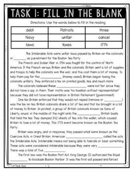 Intolerable Acts Reading Comprehension Challenge - Close Reading Activity - Image 2