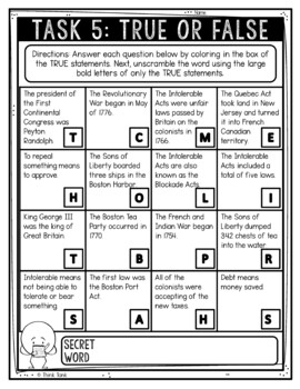 Intolerable Acts Reading Comprehension Challenge - Close Reading Activity - Image 3