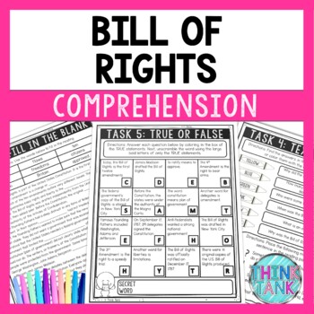 Bill of Rights Reading Comprehension Challenge - Close Reading Activity