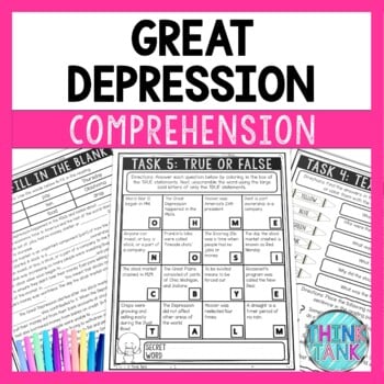 Great Depression Reading Comprehension Challenge - Close Reading Activity