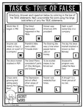 Great Depression Reading Comprehension Challenge - Close Reading Activity - Image 3