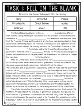 Articles of the Constitution Reading Comprehension Challenge - Close Reading - Image 2