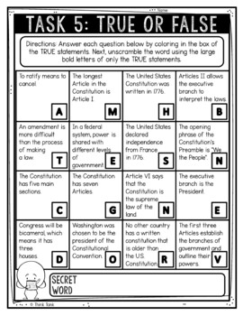 Articles of the Constitution Reading Comprehension Challenge - Close Reading - Image 3
