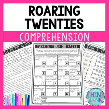 Roaring 20s Reading Comprehension Challenge - Close Reading Activity