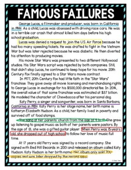 Famous Failures Color by Number, Reading Passage and Text Marking - Image 4