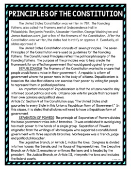 Principles of the Constitution DIGITAL Reading Passage & Questions Self Grading - Image 2
