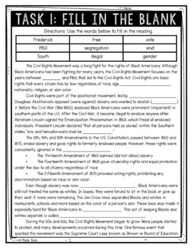 Civil Rights Movement Reading Comprehension Challenge - Close Reading Activity - Image 2