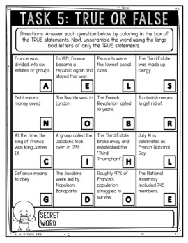 French Revolution Reading Comprehension Challenge - Close Reading Activity - Image 3