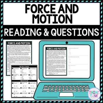 Force and Motion DIGITAL Reading Passage & Questions Self Grading