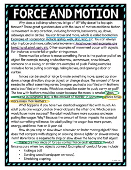 Force and Motion Color by Number, Reading Passage and Text Marking - Image 4