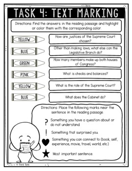 Branches of Government Reading Comprehension Challenge - Close Reading Activity - Image 4