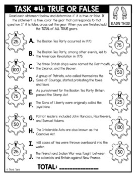 Boston Tea Party Thinktivity™ Reading Comprehension - Interactive Activity - Image 3