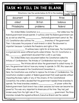 U.S. Constitution Thinktivity™ Reading Comprehension - Interactive Activity - Image 2