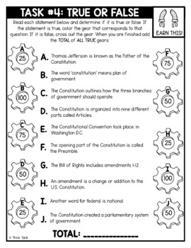 U.S. Constitution Thinktivity™ Reading Comprehension - Interactive Activity - Image 3