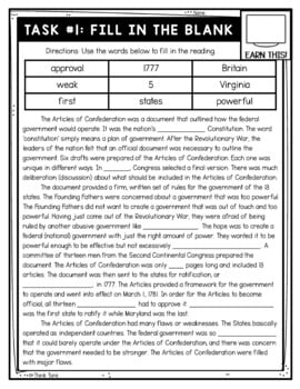 Articles of Confederation Thinktivity™ Reading Comprehension - Interactive - Image 2