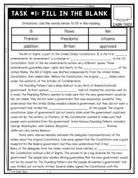 Bill of Rights Thinktivity™ Reading Comprehension - U.S. Constitution - Image 2