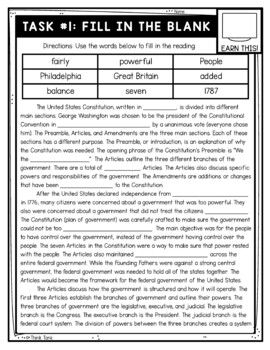 Articles of the Constitution Thinktivity™ Reading Comprehension -Interactive - Image 2
