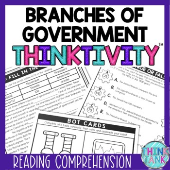 Branches of Government Thinktivity™ Reading Comprehension - Interactive Activity