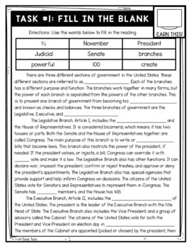 Branches of Government Thinktivity™ Reading Comprehension - Interactive Activity - Image 2