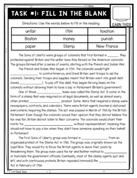 Sons of Liberty Thinktivity™ Reading Comprehension - American Revolution - Image 2