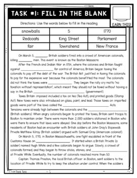 Boston Massacre Thinktivity™ Reading Comprehension - American Revolution - Image 2