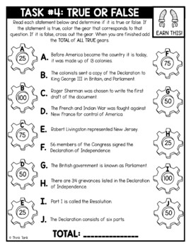 Declaration of Independence Thinktivity™ Reading Comprehension - Image 3