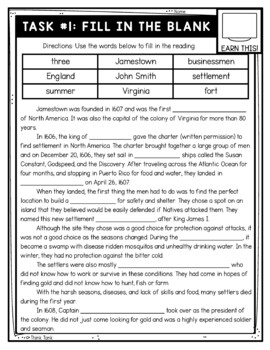 Jamestown Thinktivity™ Reading Comprehension - Colonial America - Image 2